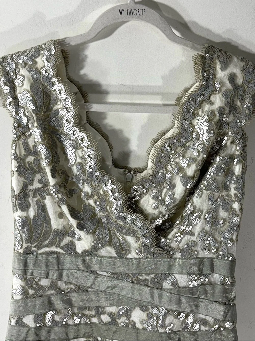 Tadashi Shoji Gold Sequin & Lace Cocktail Dress Sz 6